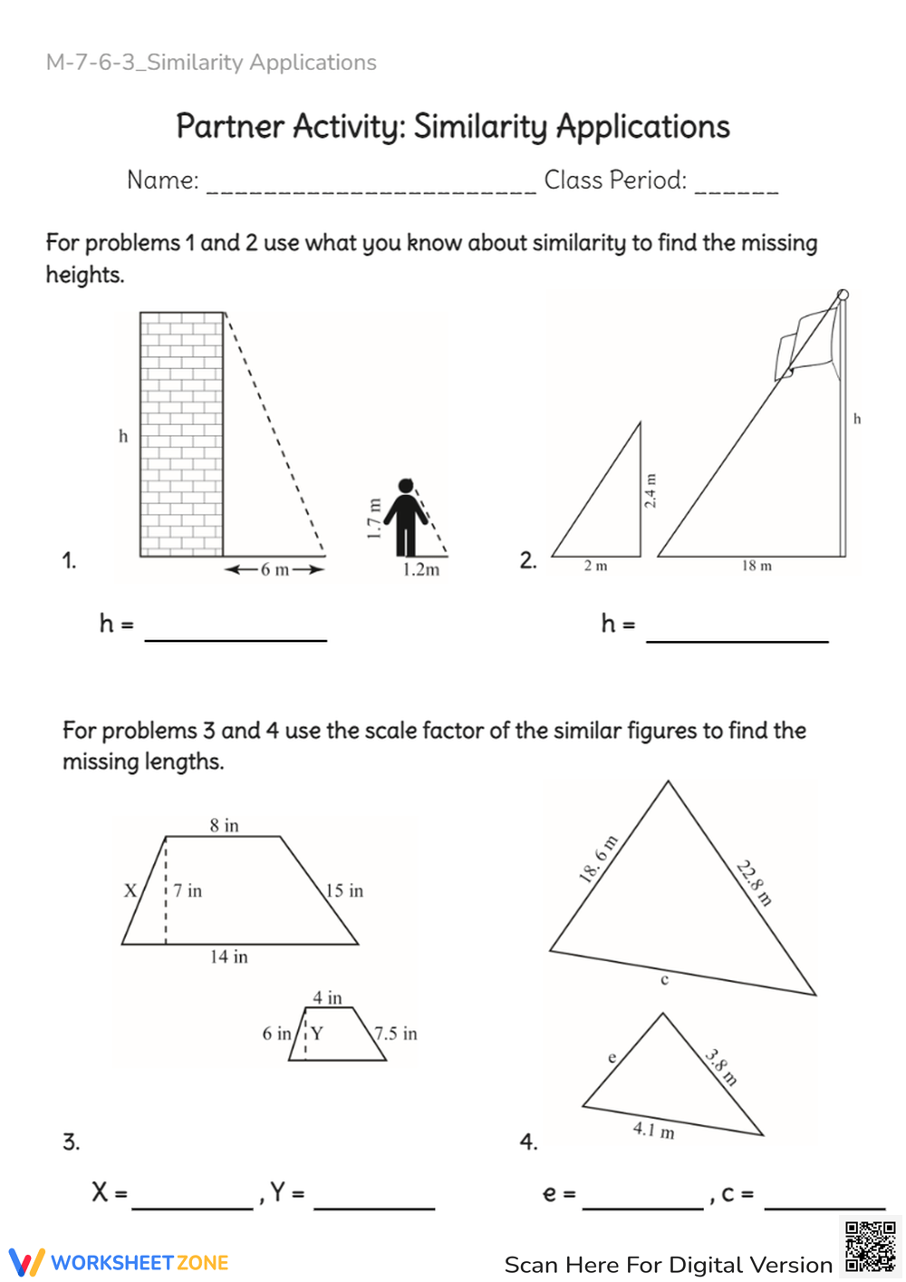Free Printable Scale Factor Problem Worksheet