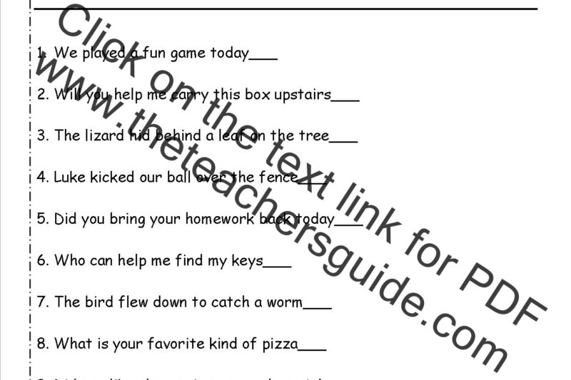 Free Printable 2nd Grade Sentence Worksheets