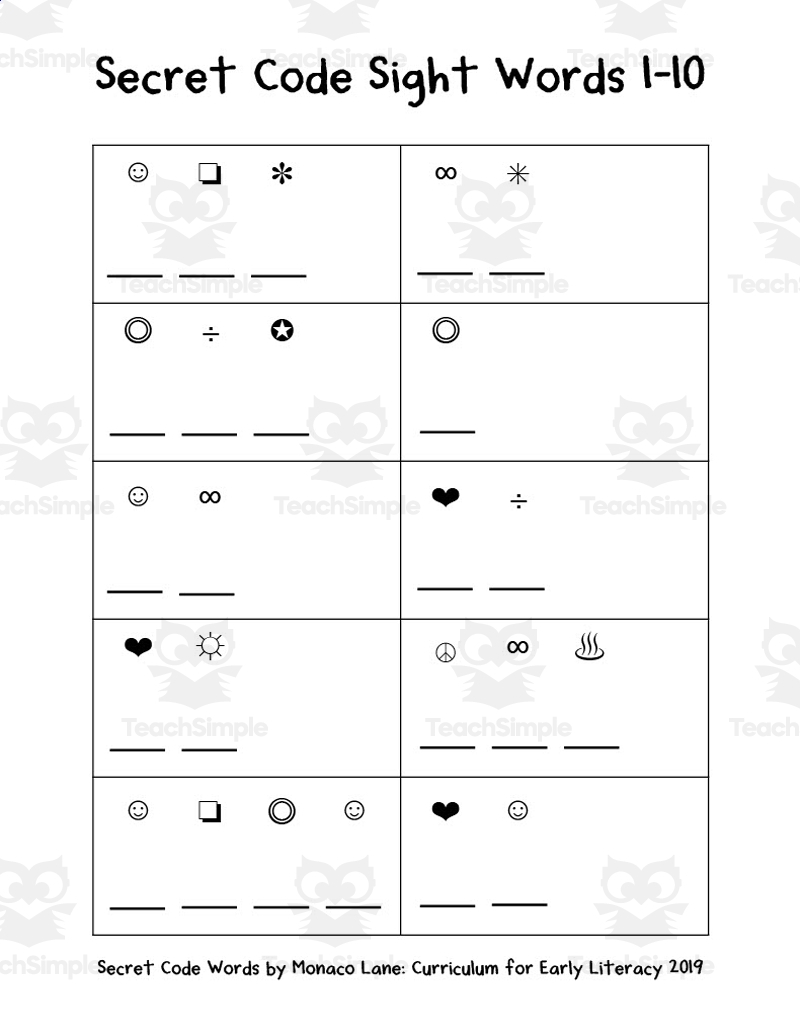 Secret Code Words By Teach Simple