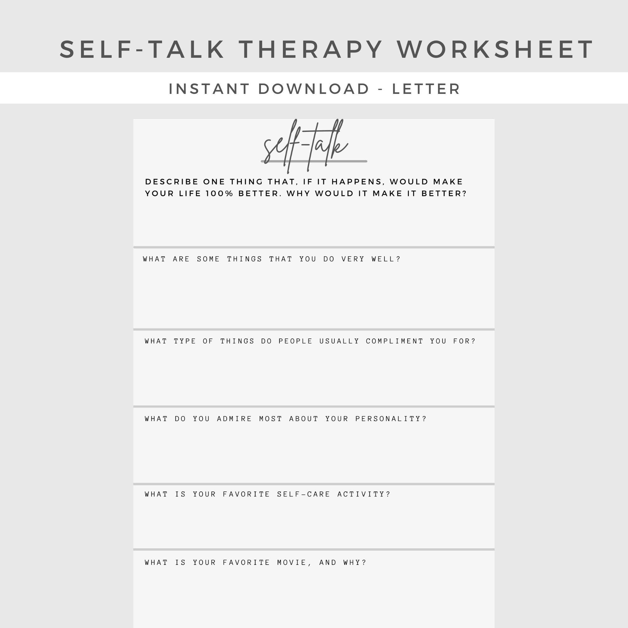 Self Talk Therapy Worksheet Mental Health Depression Anxiety Therapy Journal Home Management Counseling Binder Planner Printable Self Talk Therapy Worksheet Mental Health Depression Anxiety Therapy Journal Home Management Counseling Binder Planner Printable