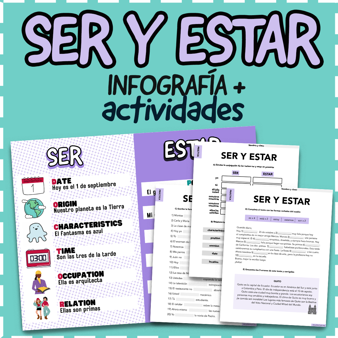 Ser Y Estar Present Infographic Chart 3 Worksheets Spanish 1 U0026 2 Novice Made By Teachers Ser Y Estar Present Infographic Chart 3 Worksheets Spanish 1 U0026 2 Novice Made By Teachers