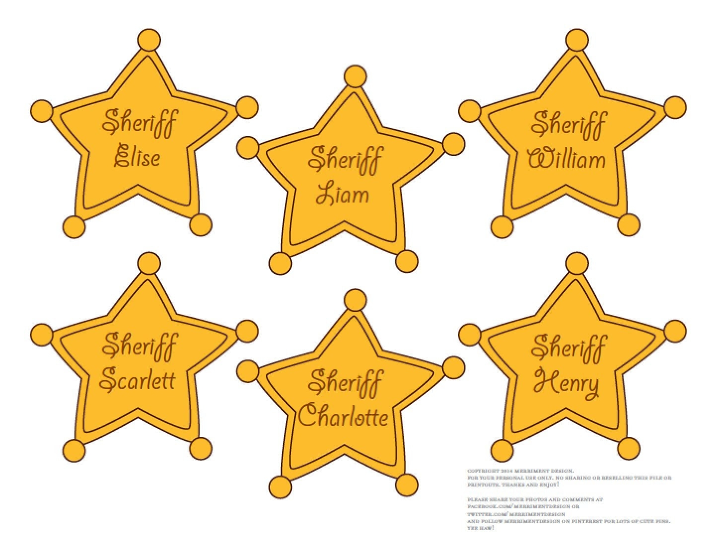 Sheriff Badges EDITABLE Printable PDF For Cowboy Or Toy Story 