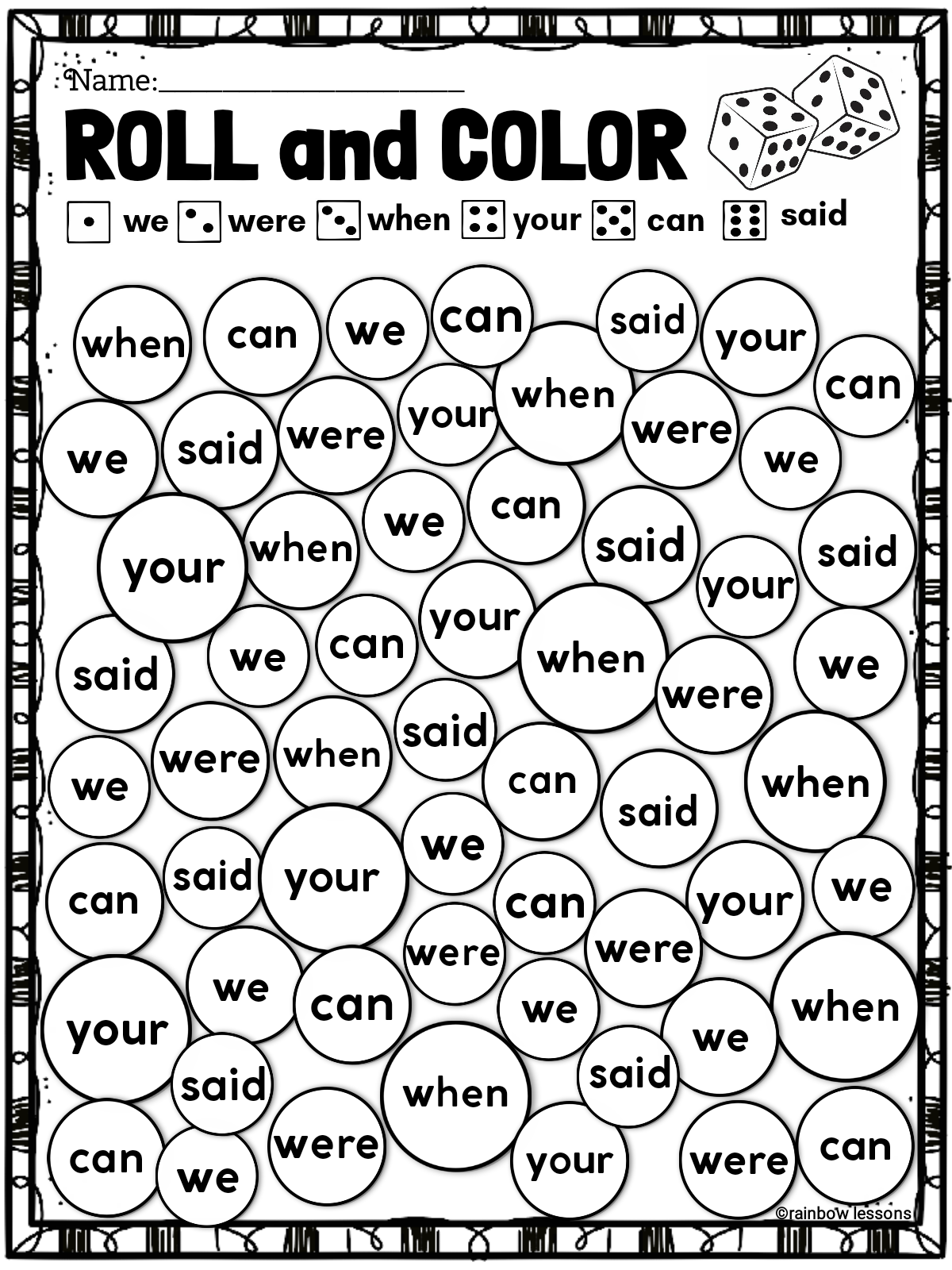Sight Words Practice Frys First 100 Sight Words Made By 