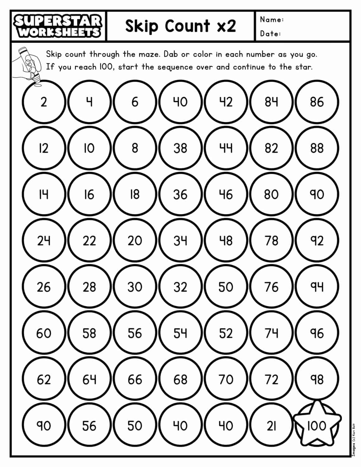 Skip Counting Worksheets Superstar Worksheets
