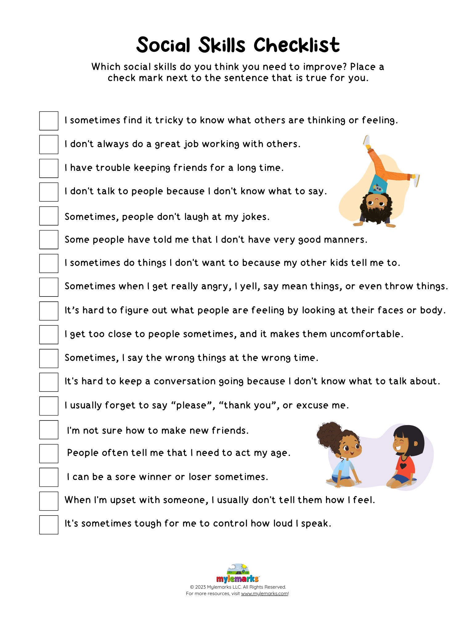Social Skills Checklist ES F GS 