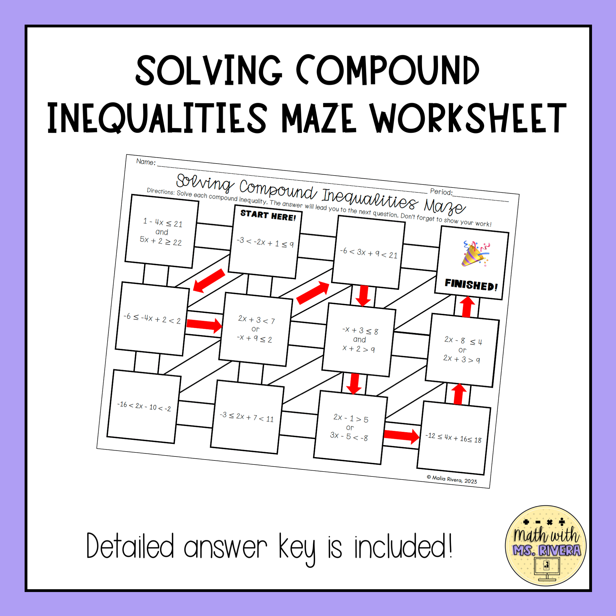 Inequality Maze Worksheet - Worksheets Template Free
