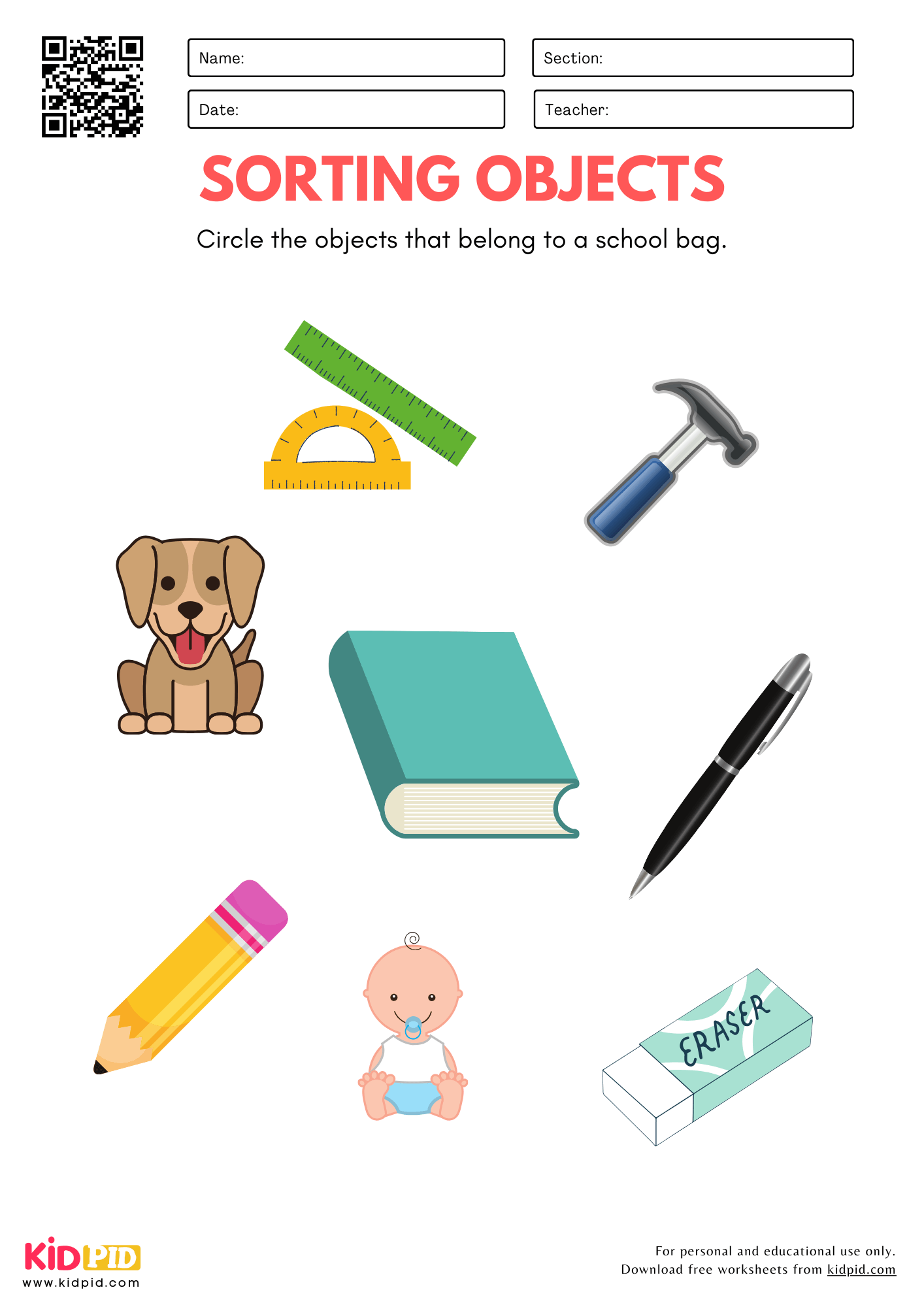 Sorting Worksheets For Kindergarten Free
