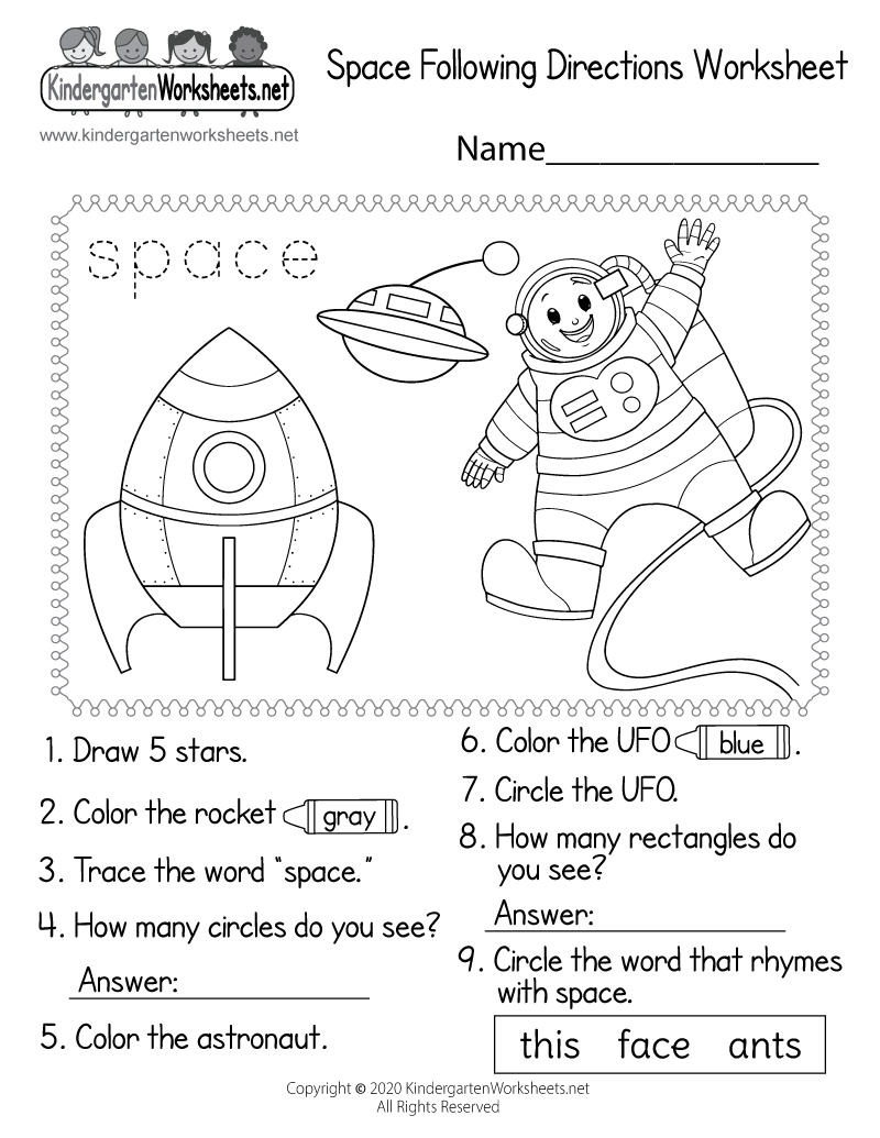 Space Following Directions Worksheet Free Printable Digital U0026 PDF