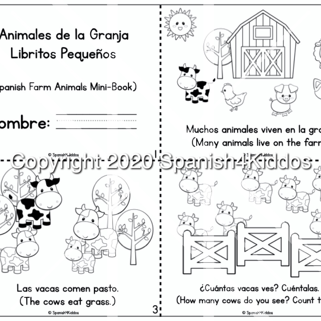 Spanish Farm Animals Mini Book LAST CHANCE Spanish4Kiddos Spanish Farm Animals Mini Book LAST CHANCE Spanish4Kiddos