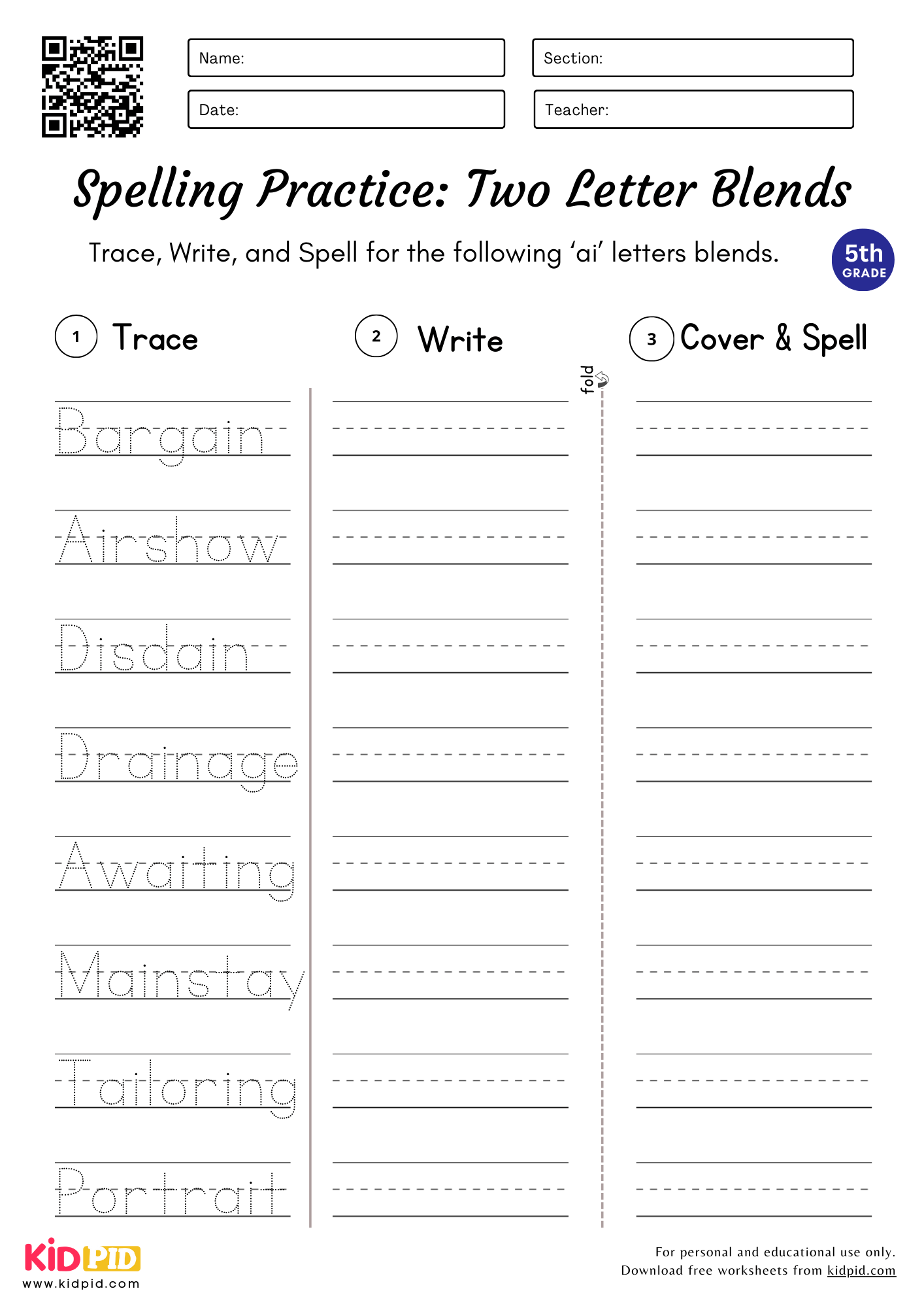 Free Printable 5th Grade Spelling Worksheets