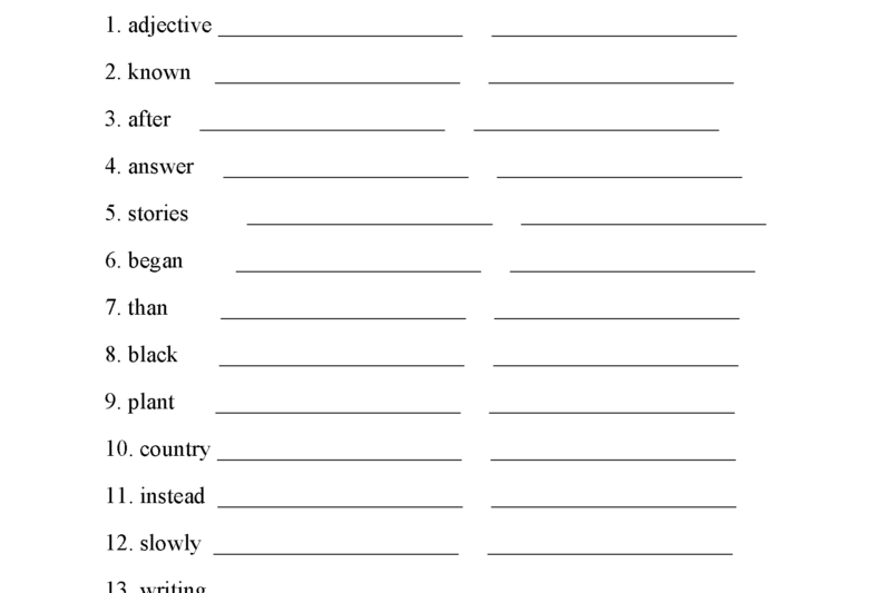 Free Printable 4th Grade Spelling Worksheets