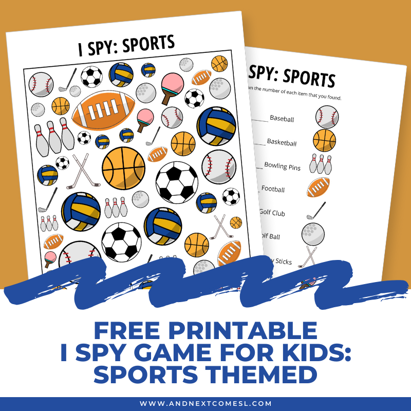 Sports Themed I Spy Game Free Printable For Kids And Next Comes L Hyperlexia Resources