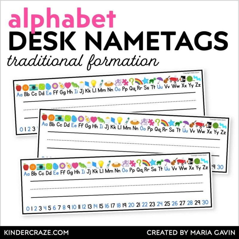 Student Desk Name Tags Editable Alphabet Name Plates Kinder Craze