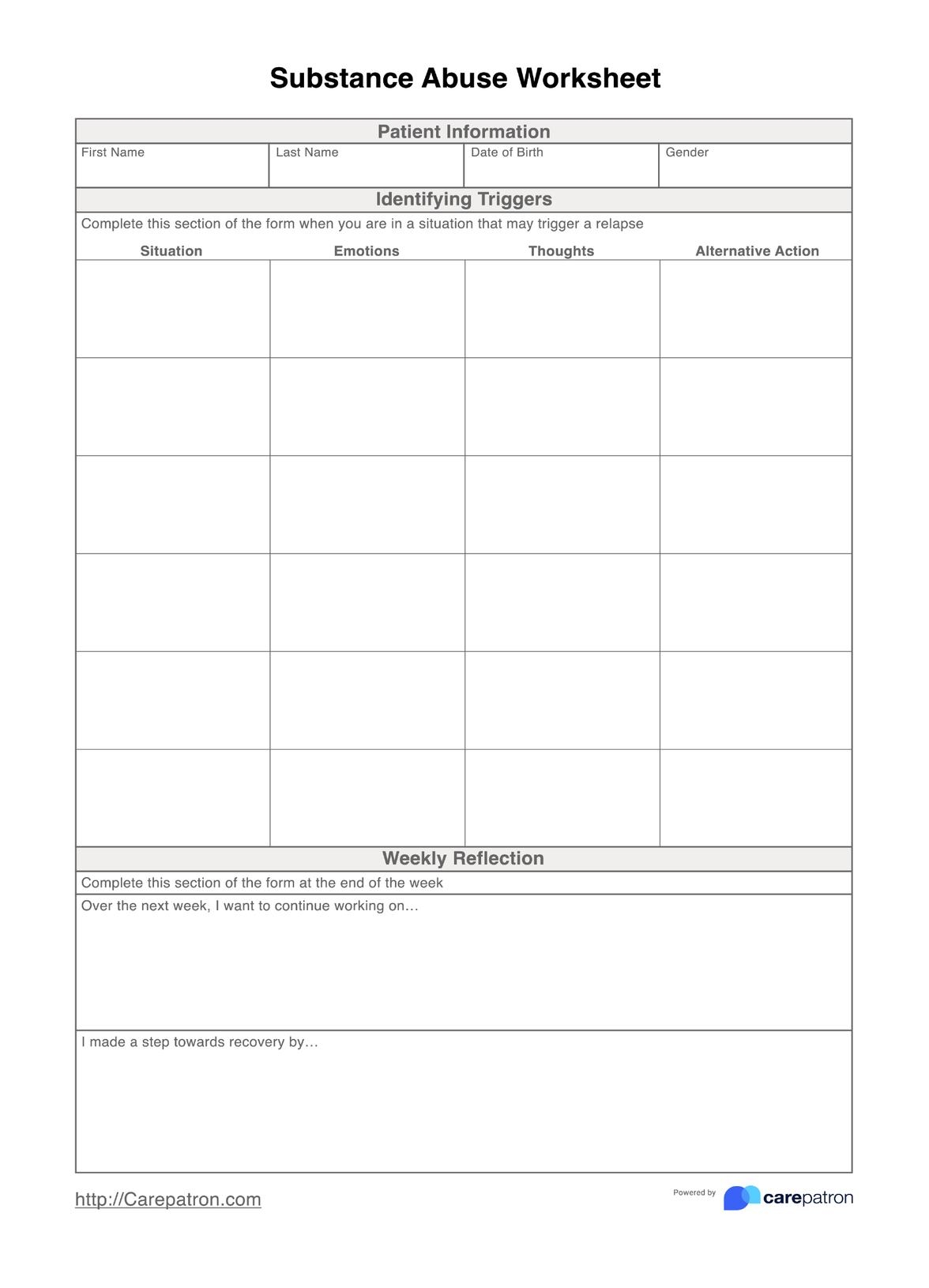Substance Abuse Worksheet U0026 Example Free PDF Download Substance Abuse Worksheet U0026 Example Free PDF Download