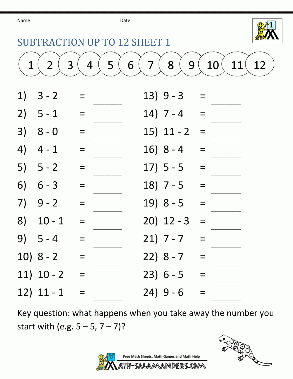 1st Grade Free Math Worksheets