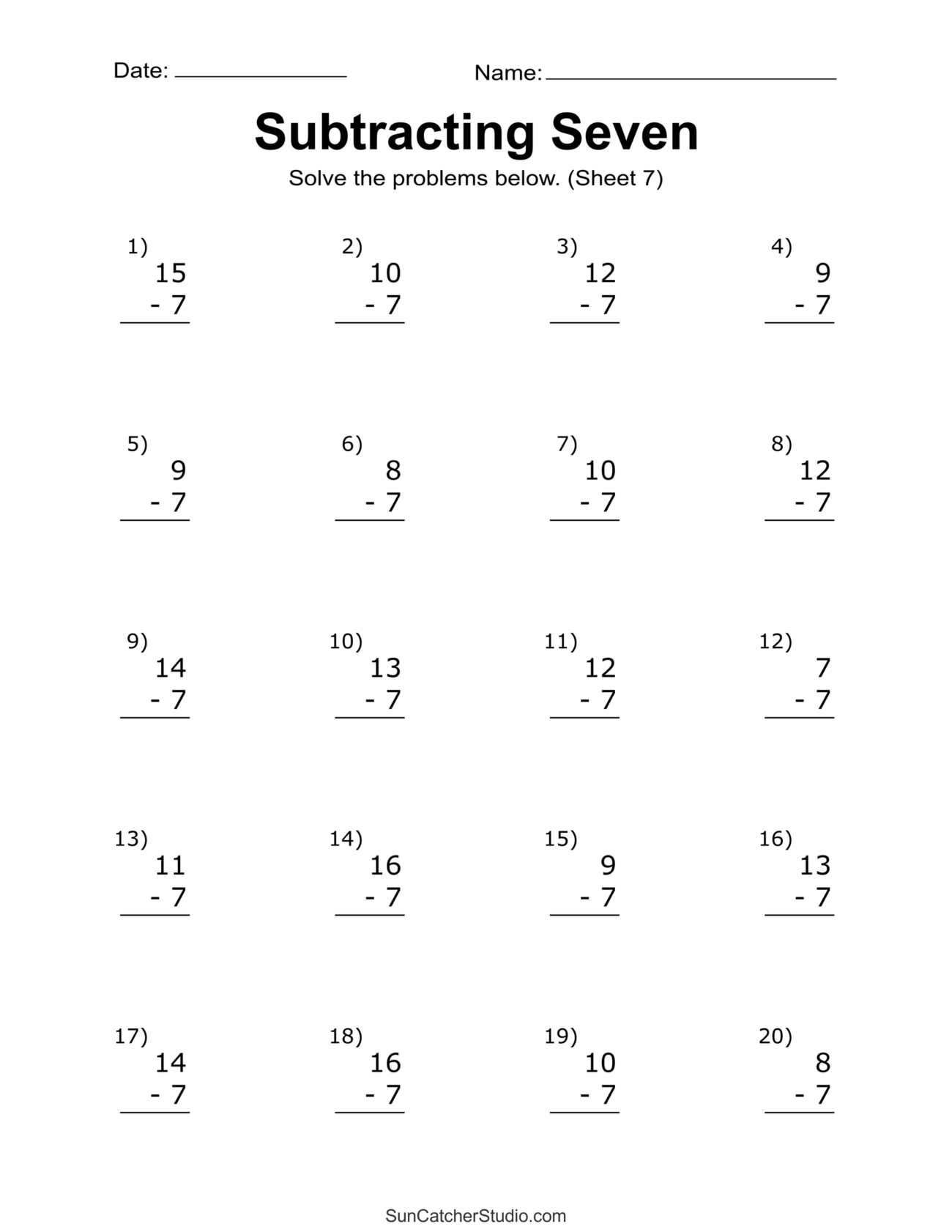 Subtraction Worksheets Free Printable Math Drills DIY Projects