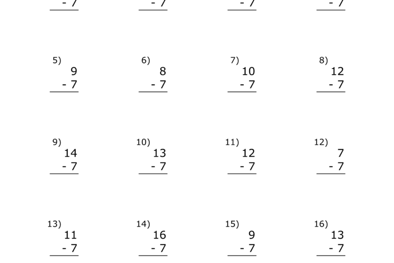 Free Printable Mad Minute Subtraction Worksheets