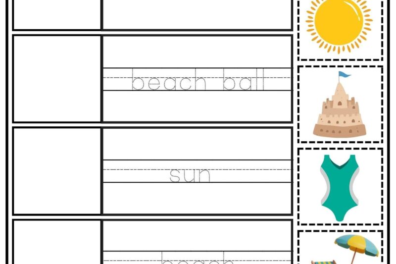 Summer Preschool Printable Worksheets Cutting