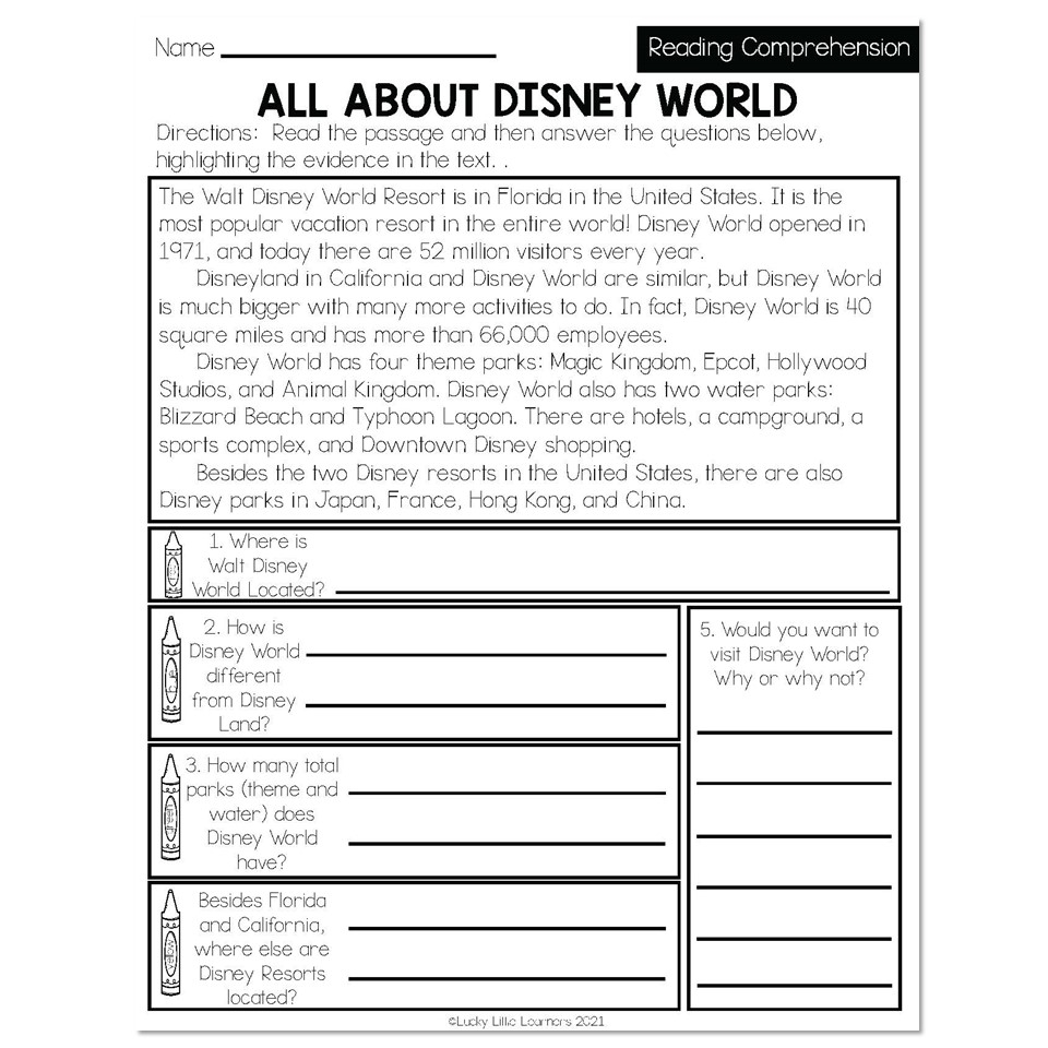 Summer Early Finishers 2nd Grade ELA Reading Comprehension 