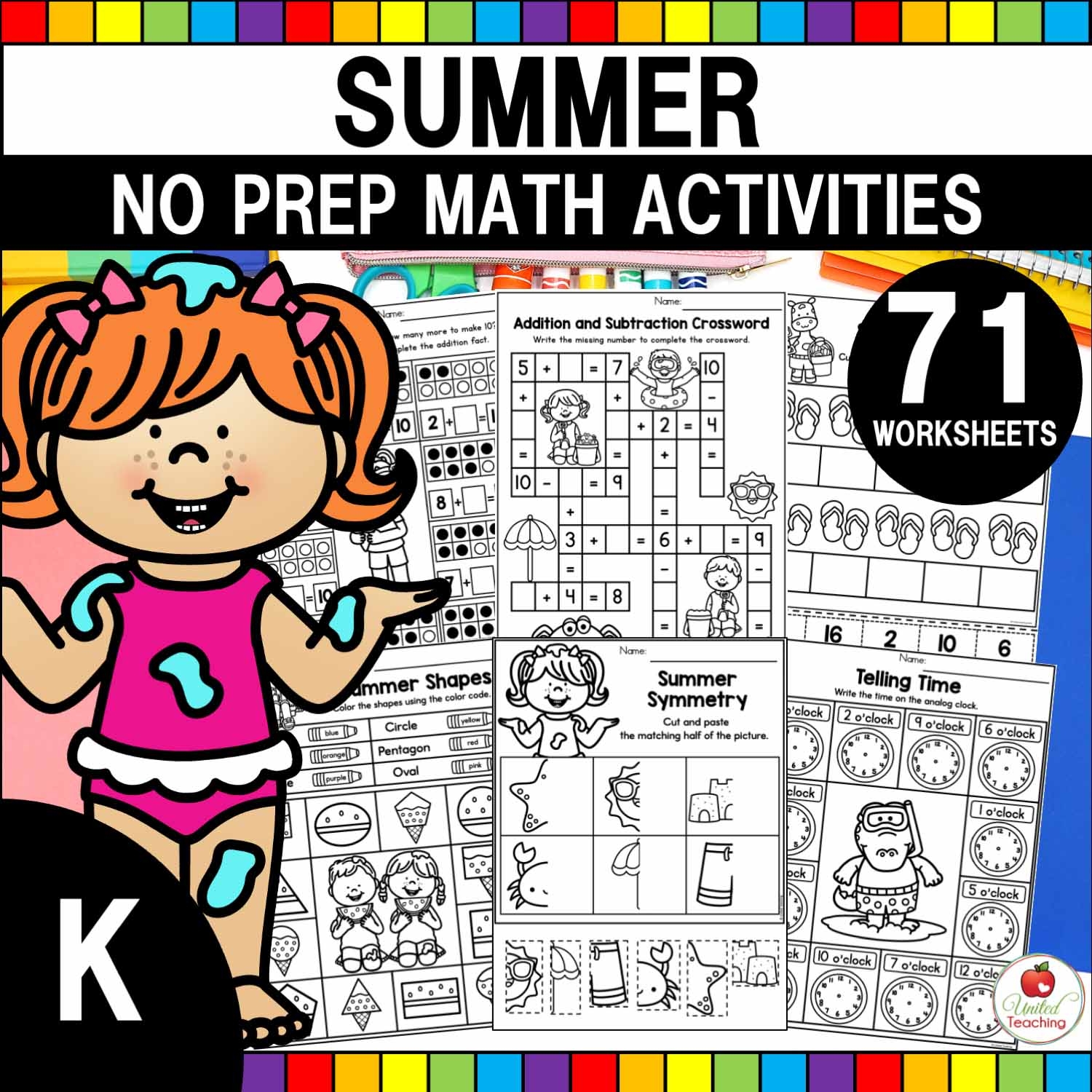 Summer Math Activities Kindergarten Packet United Teaching
