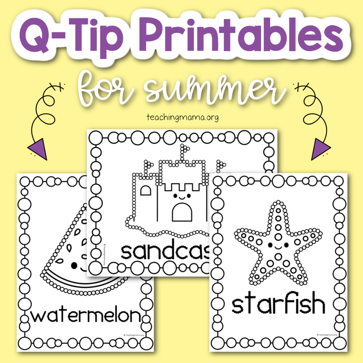 Q-Tip Painting Printables Preschool