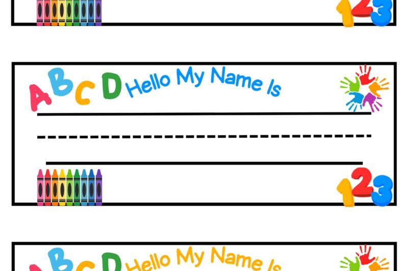 Exercise Name Tags For Preschoolers Printables
