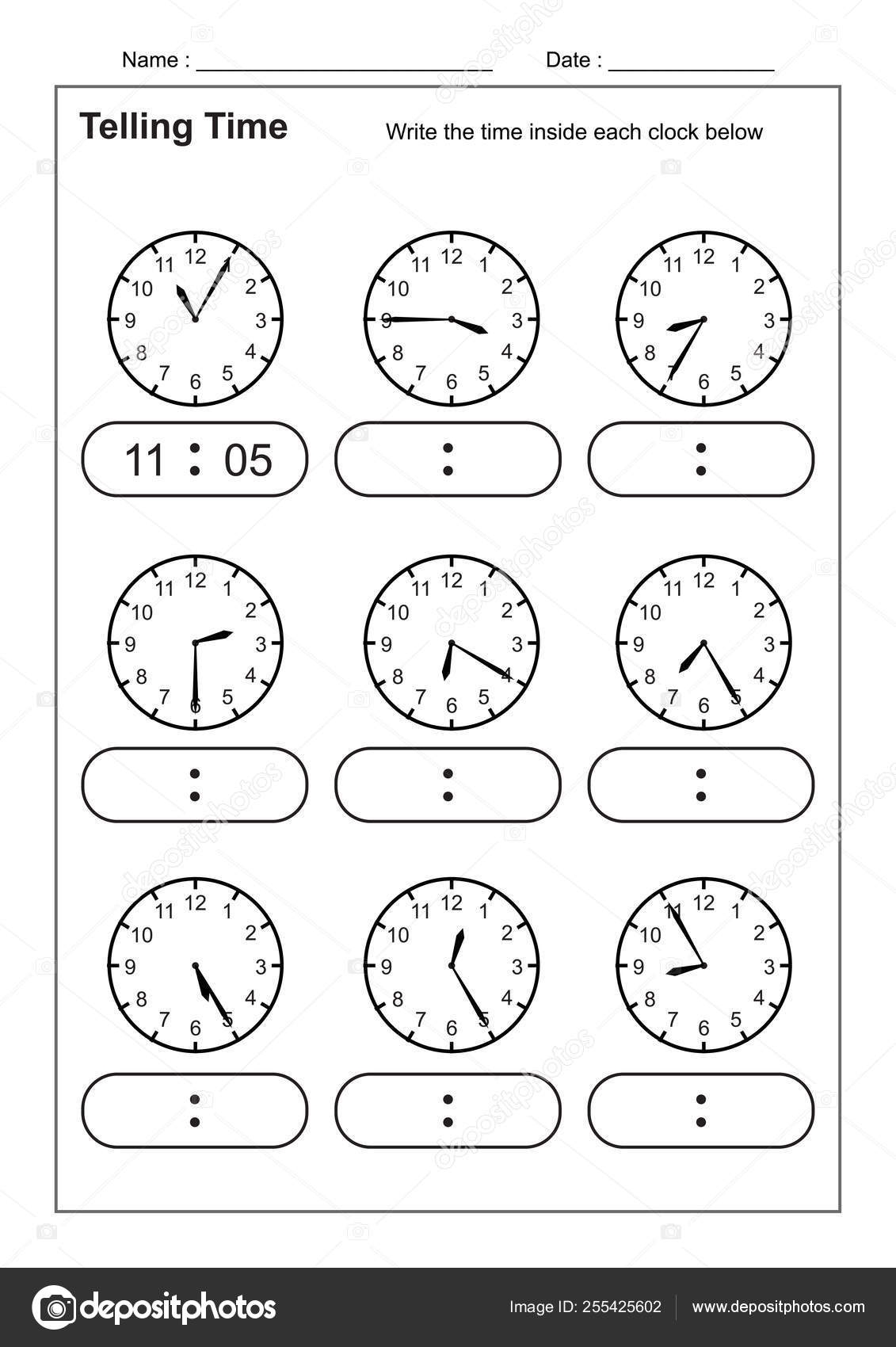 Telling Time Telling Time Practice Children Time Worksheets Learning Tell Stock Vector By attaphongw 255425602 Telling Time Telling Time Practice Children Time Worksheets Learning Tell Stock Vector By attaphongw 255425602