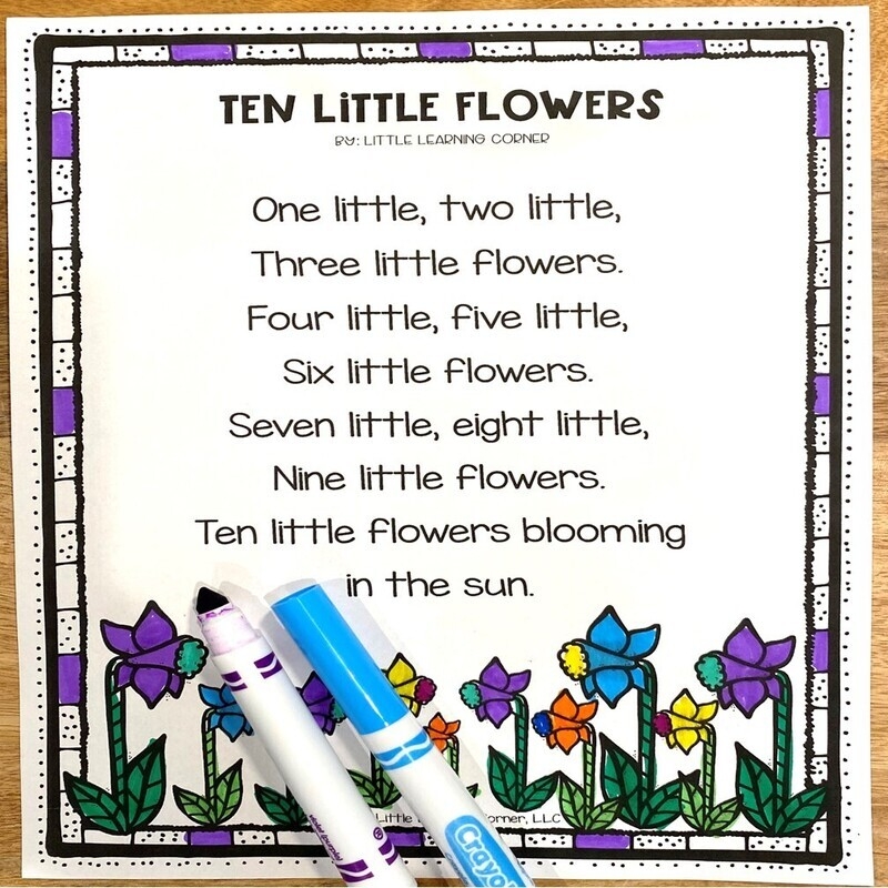 Five Little Flowers Preschool Printable
