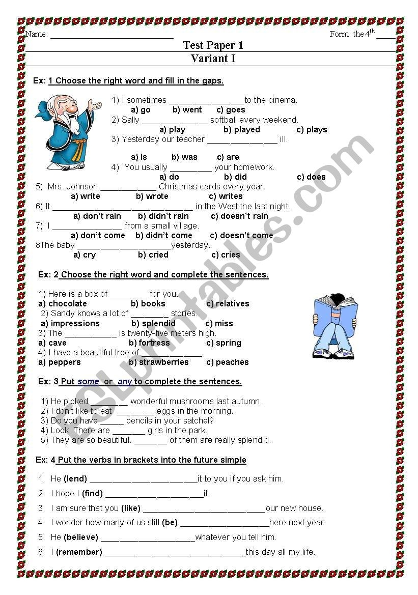 Free Printable 4th Grade Grammar Worksheets