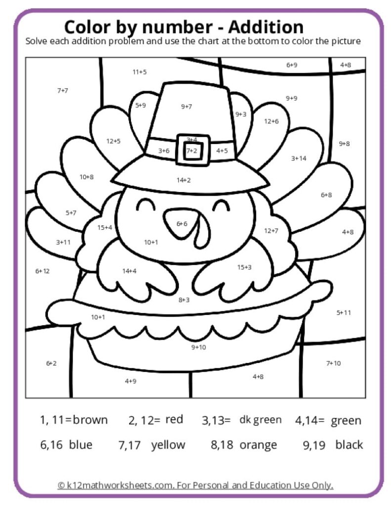 Kindergarten Turkey Math Worksheets - Worksheets Template Free