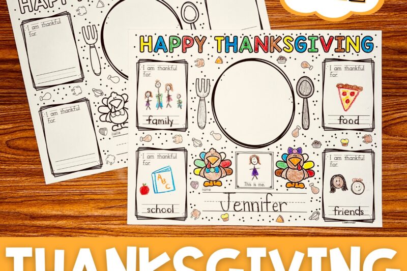 Printable Thanksgiving Placemats Preschool
