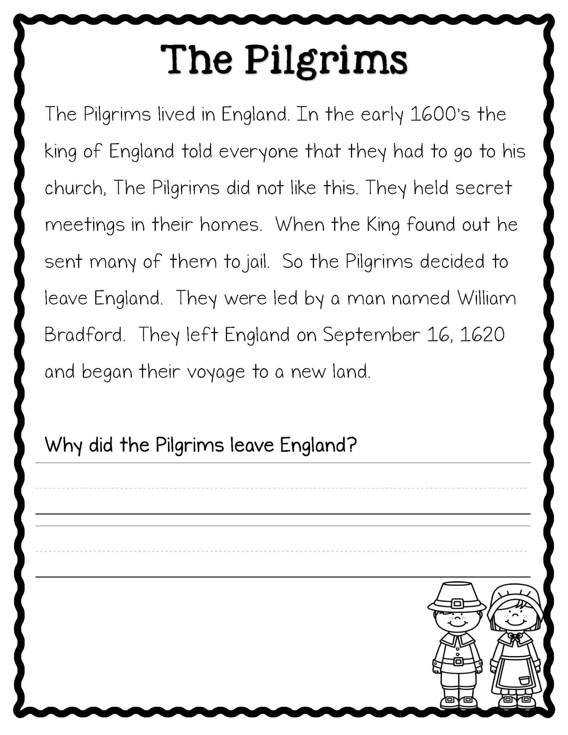 Thanksgiving Reading Comprehension Worksheets 6th Grade