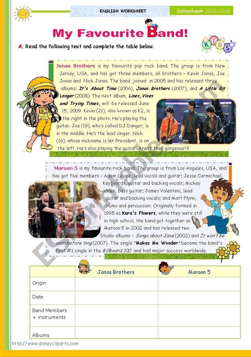 The 1st 45 minute lesson of 2 On The Topic My Favourite Band Reading Comprehension For Upper Elementary And Lower Intermediate Students ESL Worksheet By Mena22 The 1st 45 minute lesson of 2 On The Topic My Favourite Band Reading Comprehension For Upper Elementary And Lower Intermediate Students ESL Worksheet By Mena22