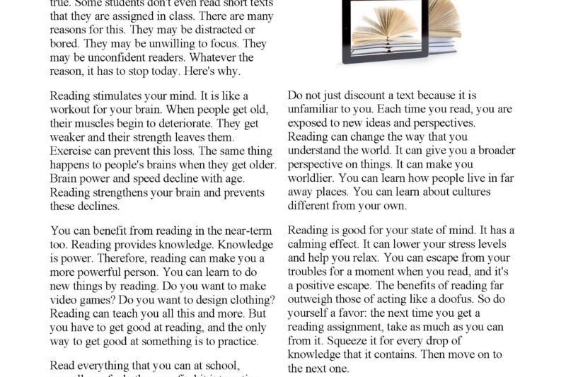 Act Now Reading Comprehension Worksheets