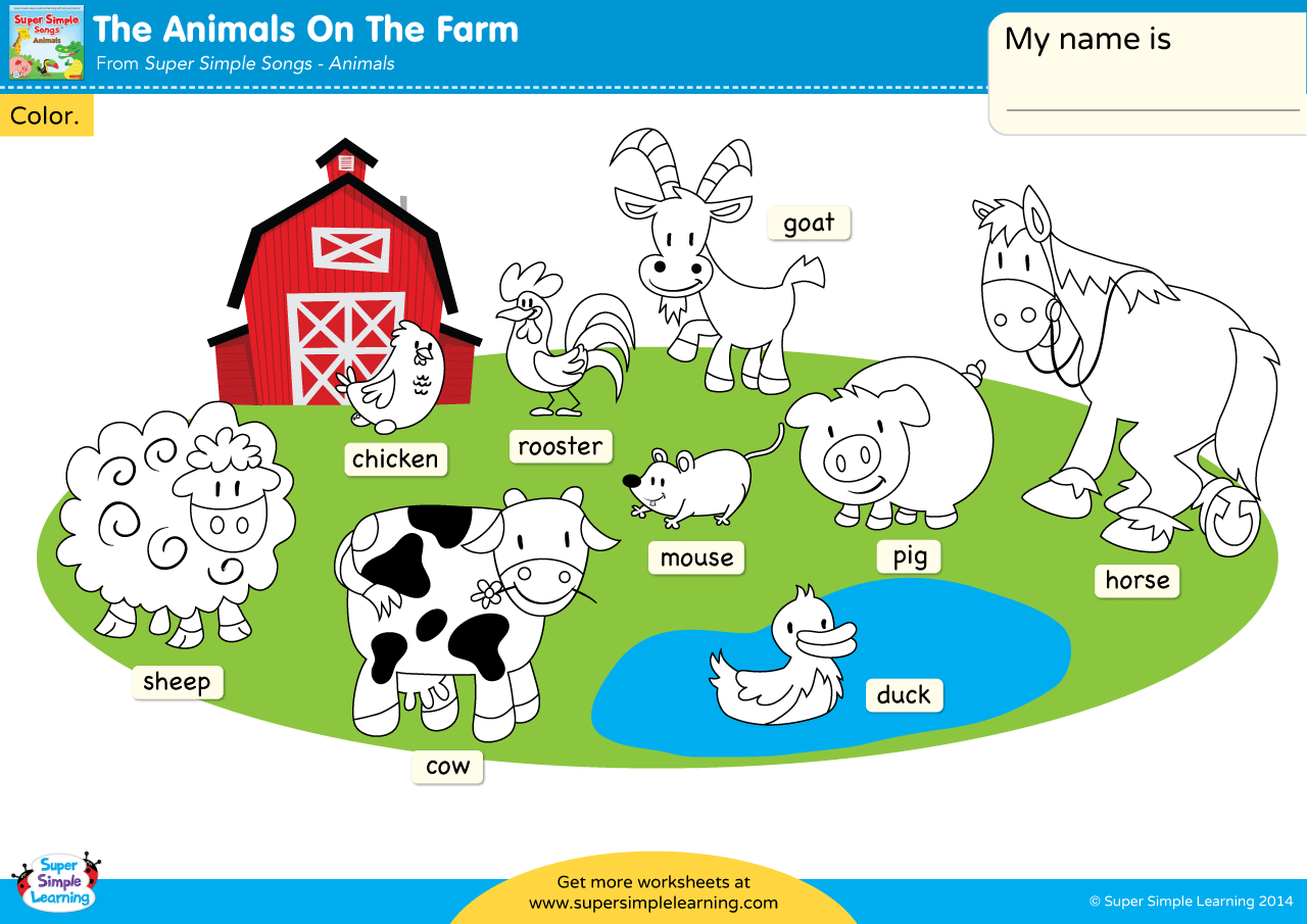 The Animals On The Farm Worksheet Color The Animals Super Simple The Animals On The Farm Worksheet Color The Animals Super Simple