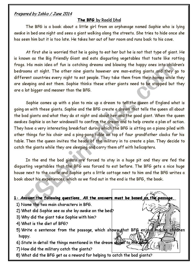 The BFG ESL Worksheet By Ishko