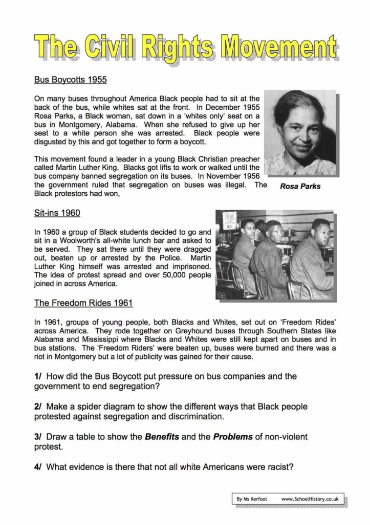 Free Printable Civil Rights Worksheets - Worksheets Template Free