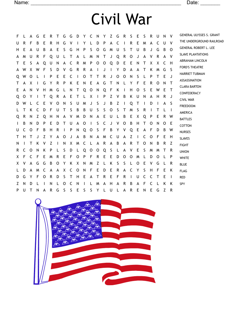 The Civil War Worksheet WordMint
