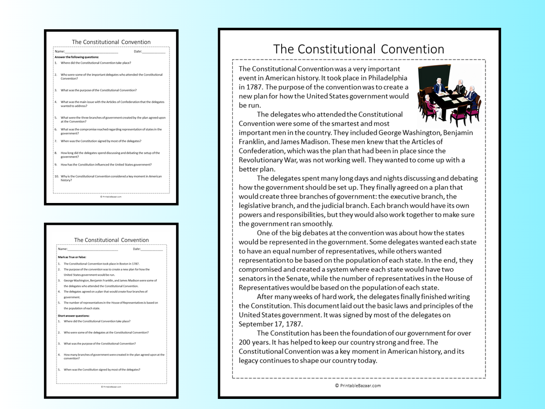 The Constitutional Convention Reading Comprehension Passage The Constitutional Convention Reading Comprehension Passage