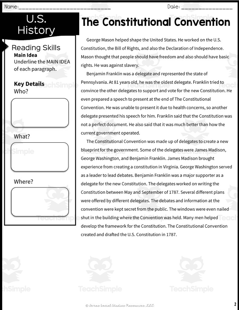The Constitutional Convention Reading Packet The Constitutional Convention Reading Packet