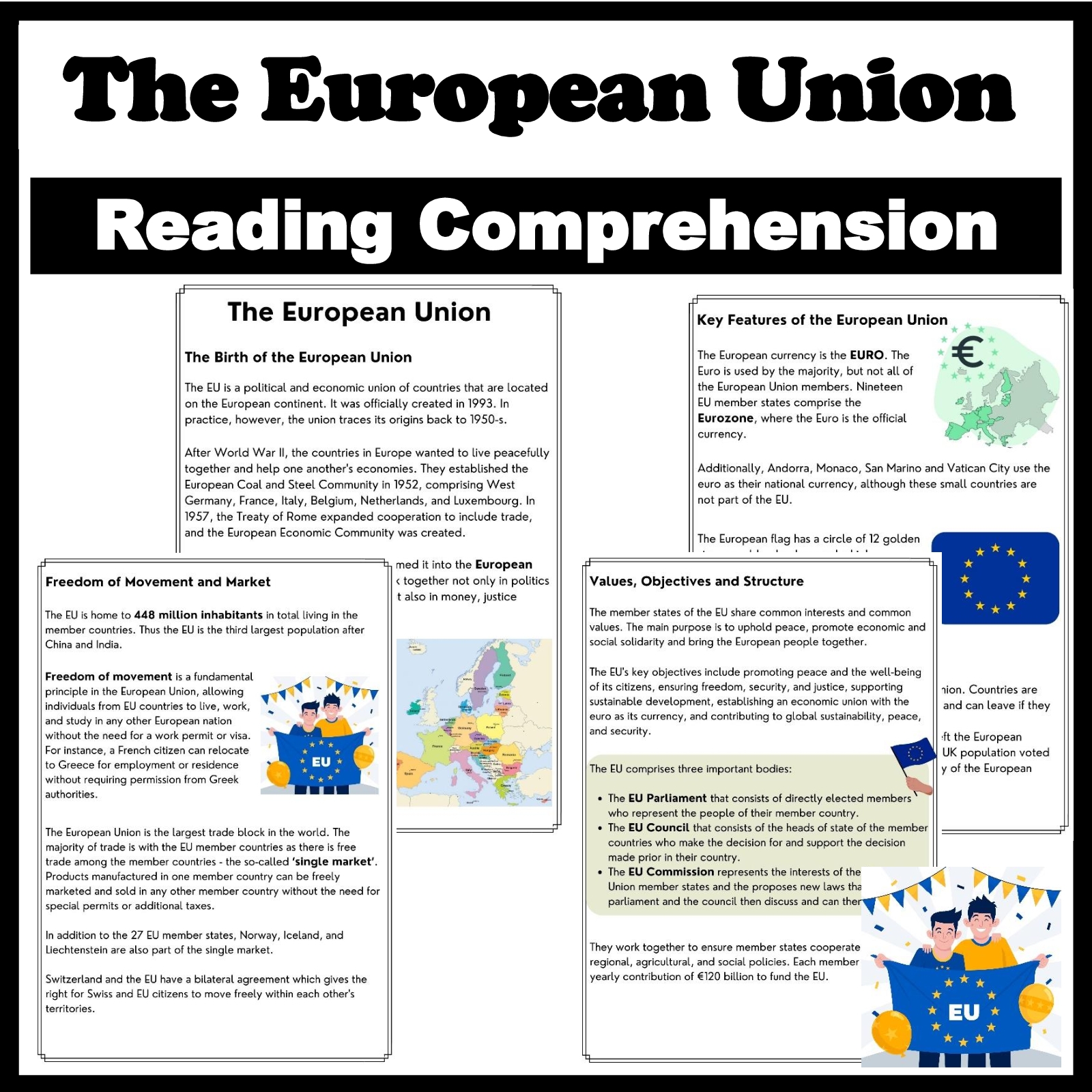 The European Union Reading Comprehension With Worksheets Word Bank And Key Made By Teachers The European Union Reading Comprehension With Worksheets Word Bank And Key Made By Teachers