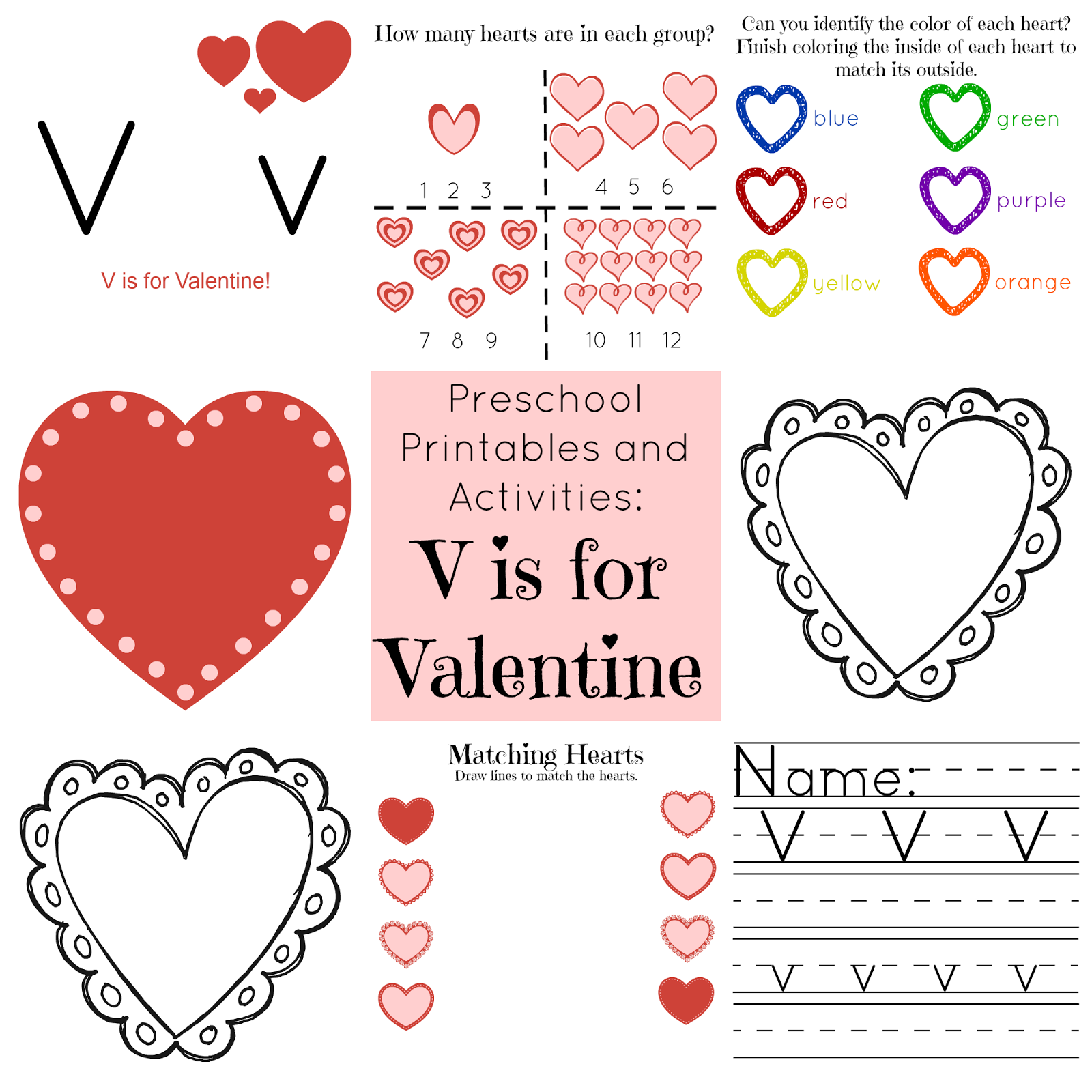 The Life Of Jennifer Dawn V Is For Valentine Preschool Printables And Activities