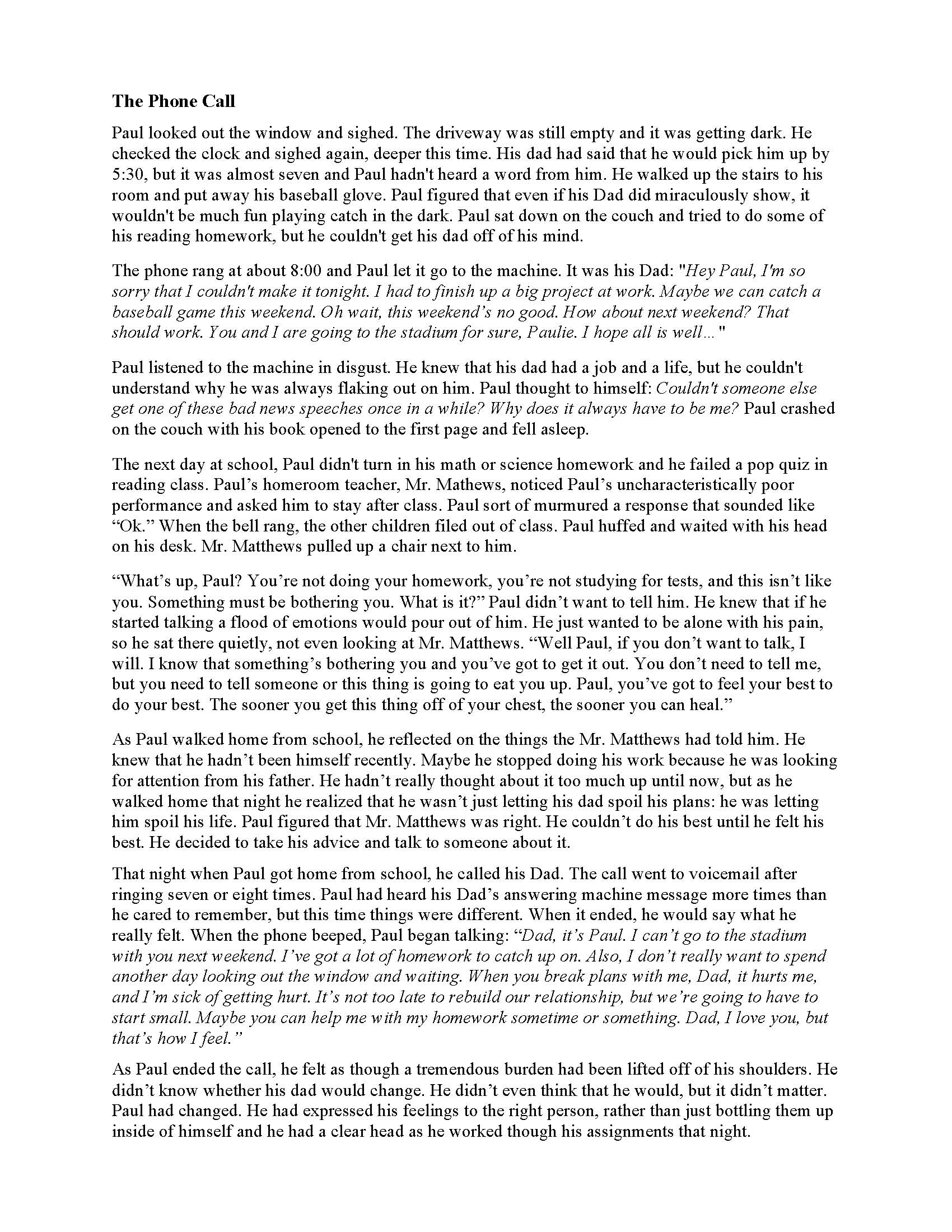 Cell Phone Reading Comprehension Worksheet