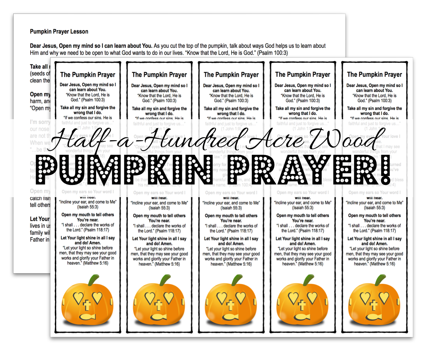 The Pumpkin Prayer Bookmarks And Lesson Printable Half A 