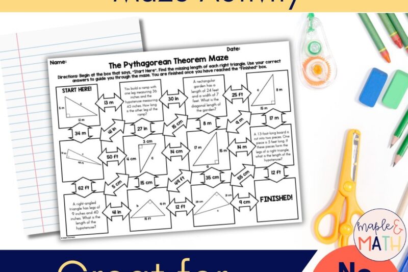 8th Grade Math Review Maze Worksheet