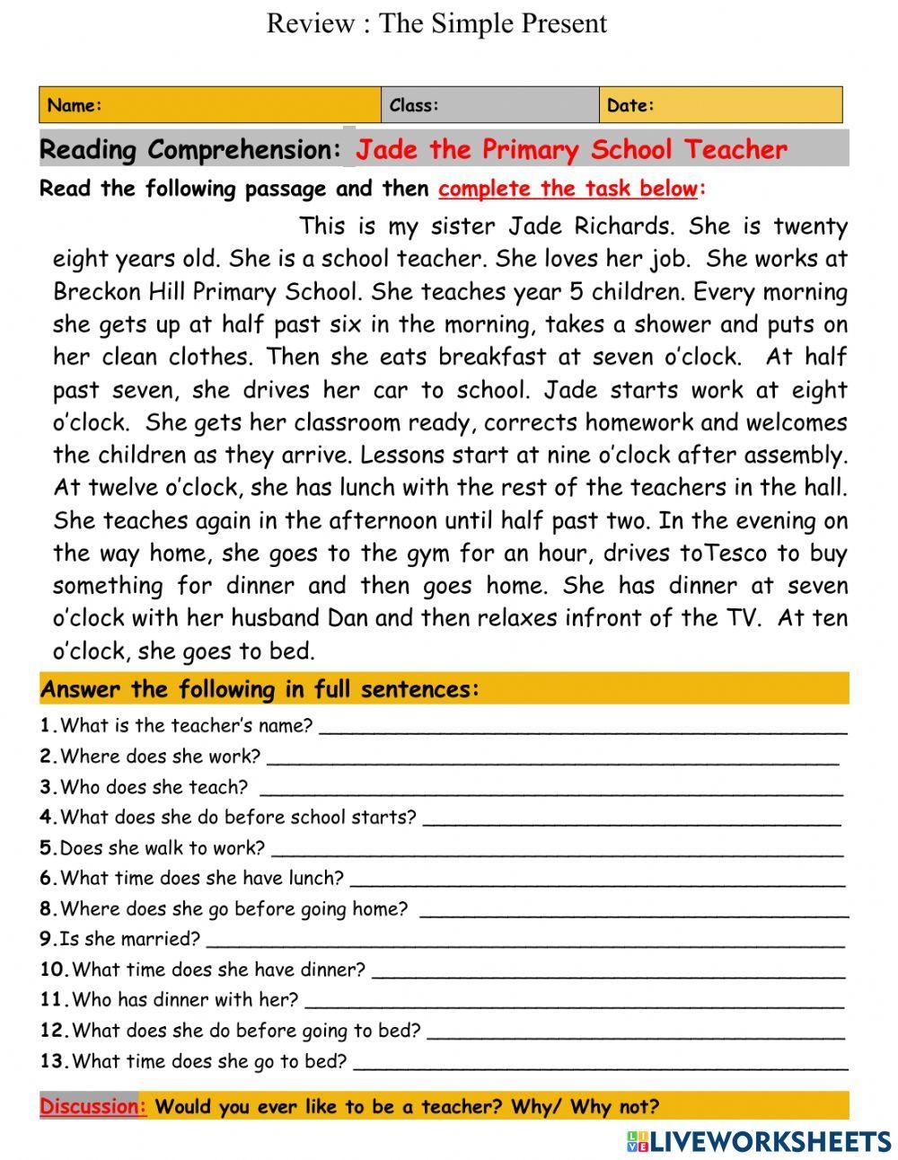 English Grammar Reading Comprehension Worksheets English Grammar Reading Comprehension Worksheets
