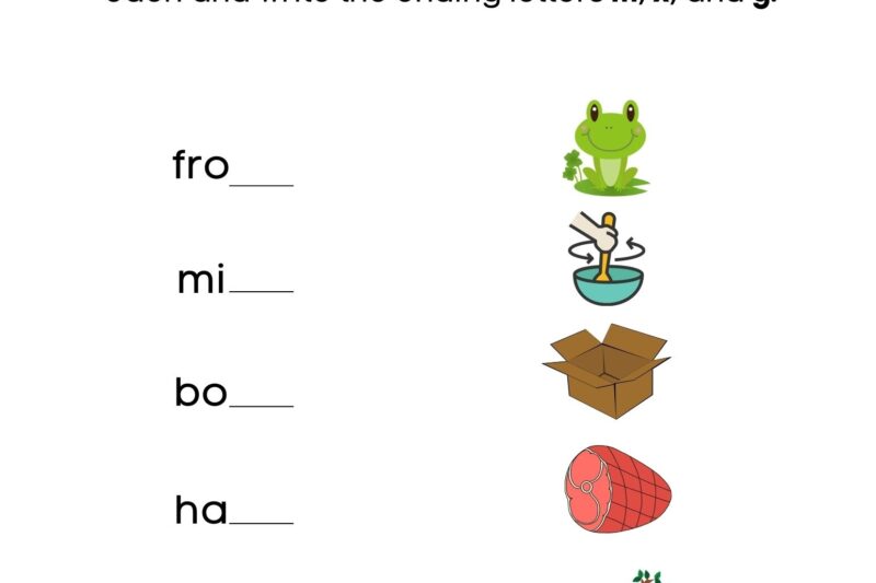Ending Sounds Worksheets Kindergarten Free