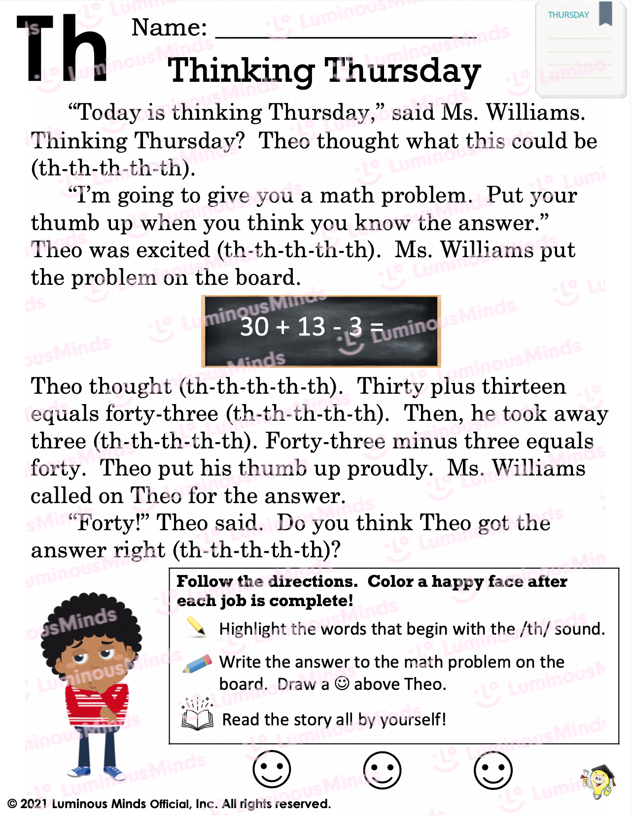 Thinking Thursday Reading Practice With Digraph th 