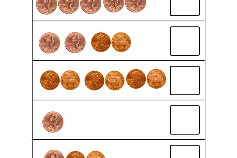 Free Counting Pennies Worksheets For Kindergarten