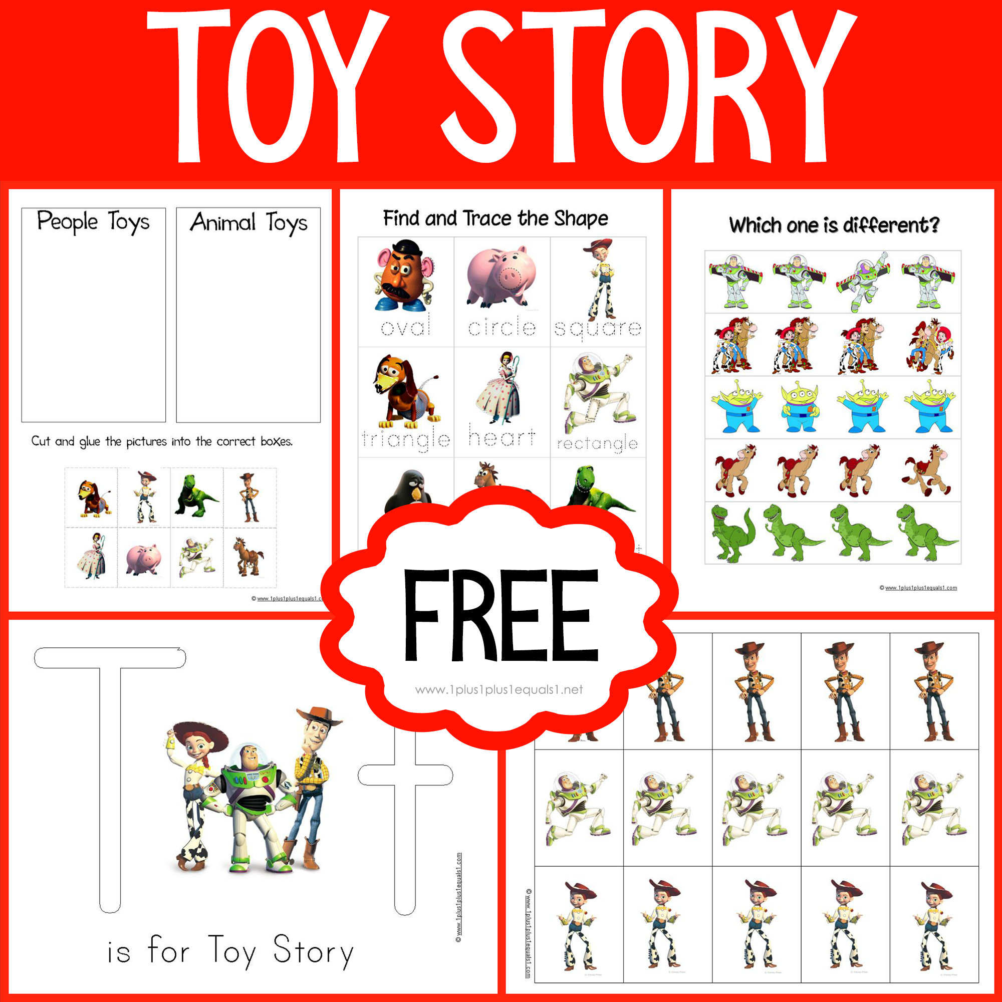 Toy Story Preschool Pack Free Printables 1 1 1u003d1